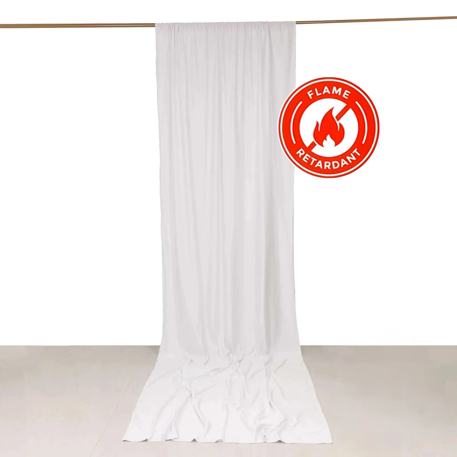 White Scuba Polyester Backdrop Drape Curtain, Durable Flame Resistant Event Divider Panel Wrinkle Free With Rod Pockets - 5ftx14ft
