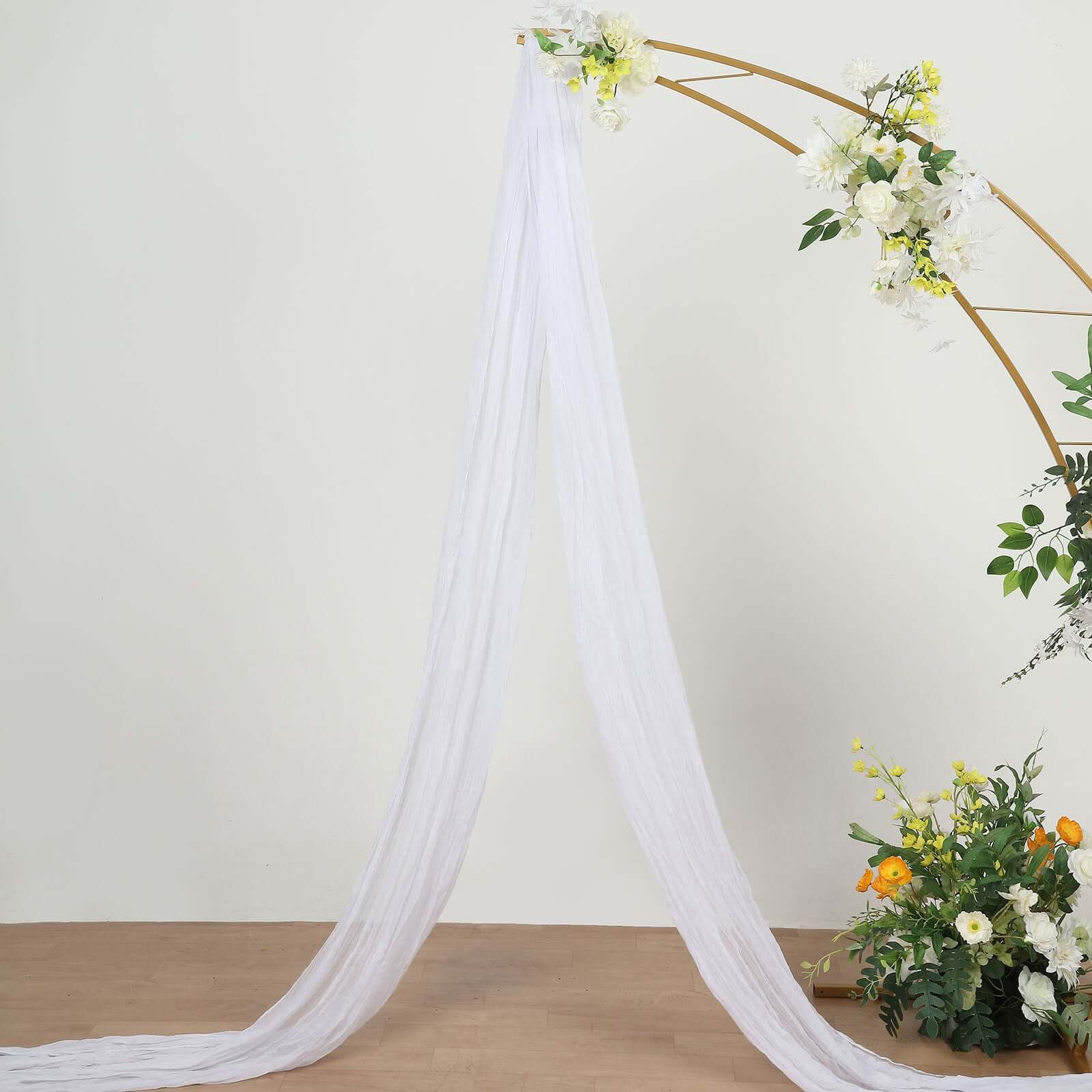 White Gauze Cheesecloth Draping Fabric Wedding Arch Decorations, Window Scarf Valance Drapes, Boho Arbor Long Curtain Panel 20ft - Image 2