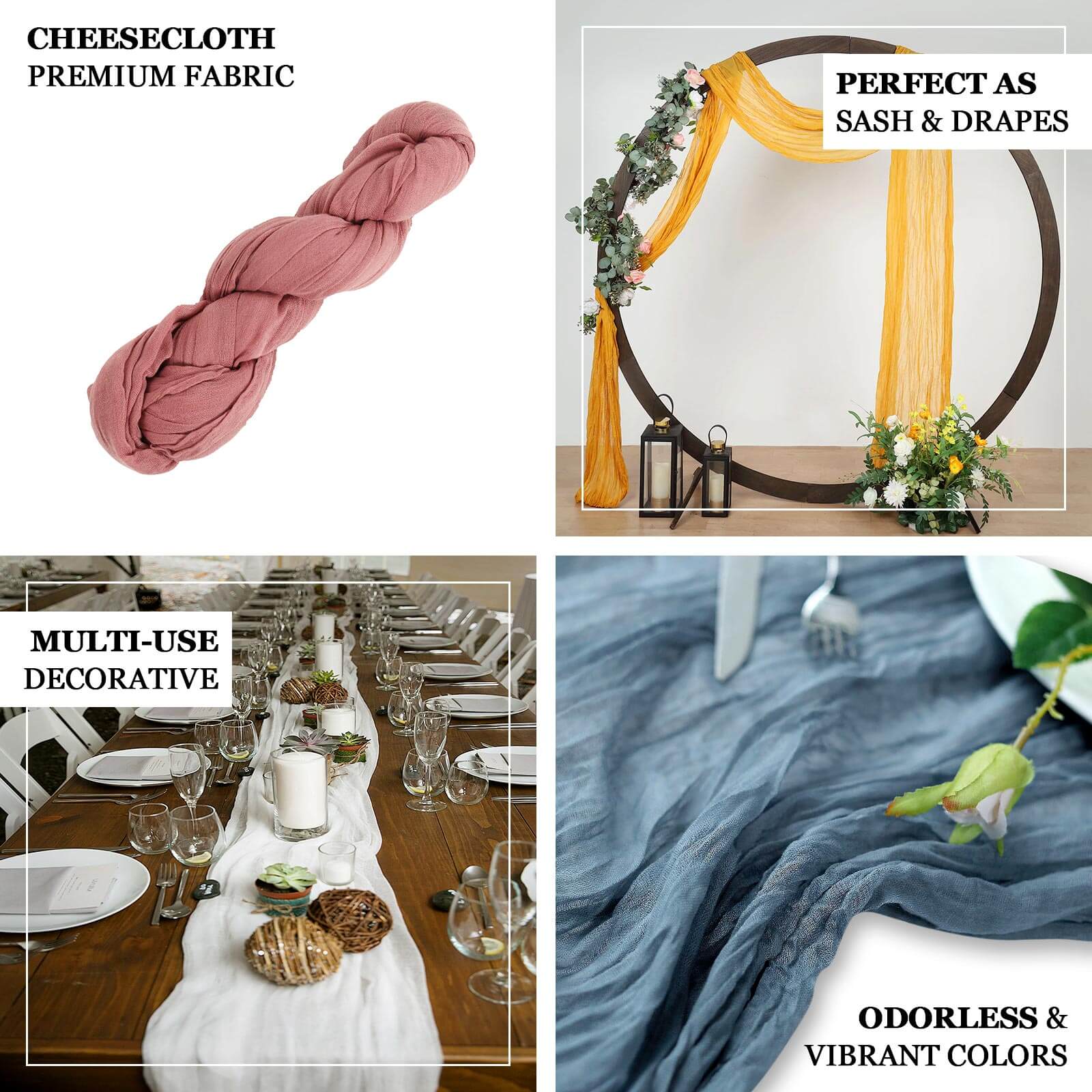 White Gauze Cheesecloth Draping Fabric Wedding Arch Decorations, Window Scarf Valance Drapes, Boho Arbor Long Curtain Panel 20ft - Image 3