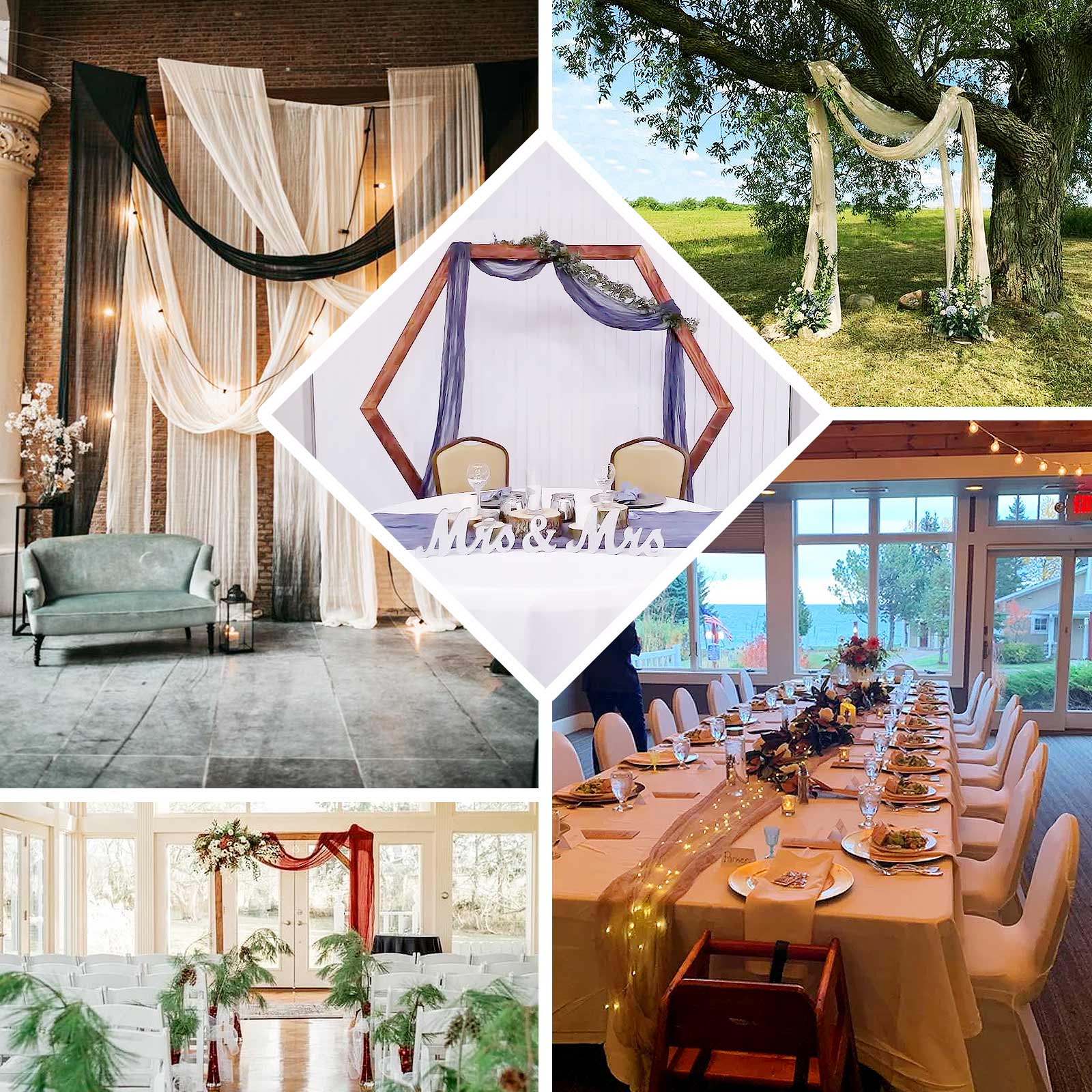 White Gauze Cheesecloth Draping Fabric Wedding Arch Decorations, Window Scarf Valance Drapes, Boho Arbor Long Curtain Panel 20ft - Image 4