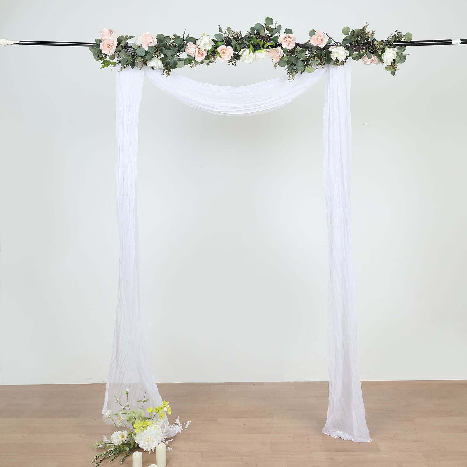 White Gauze Cheesecloth Draping Fabric Wedding Arch Decorations, Window Scarf Valance Drapes, Boho Arbor Long Curtain Panel 20ft - Image 7