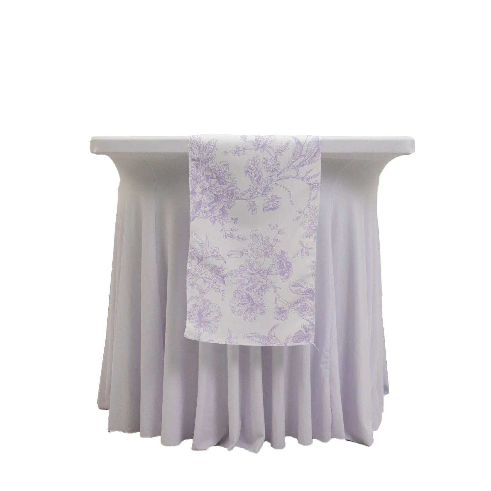 Polyester Table Runner 12"x108" White with Lavender Lilac French Toile Floral Print - Exquisite Reusable Table Décor - Image 7