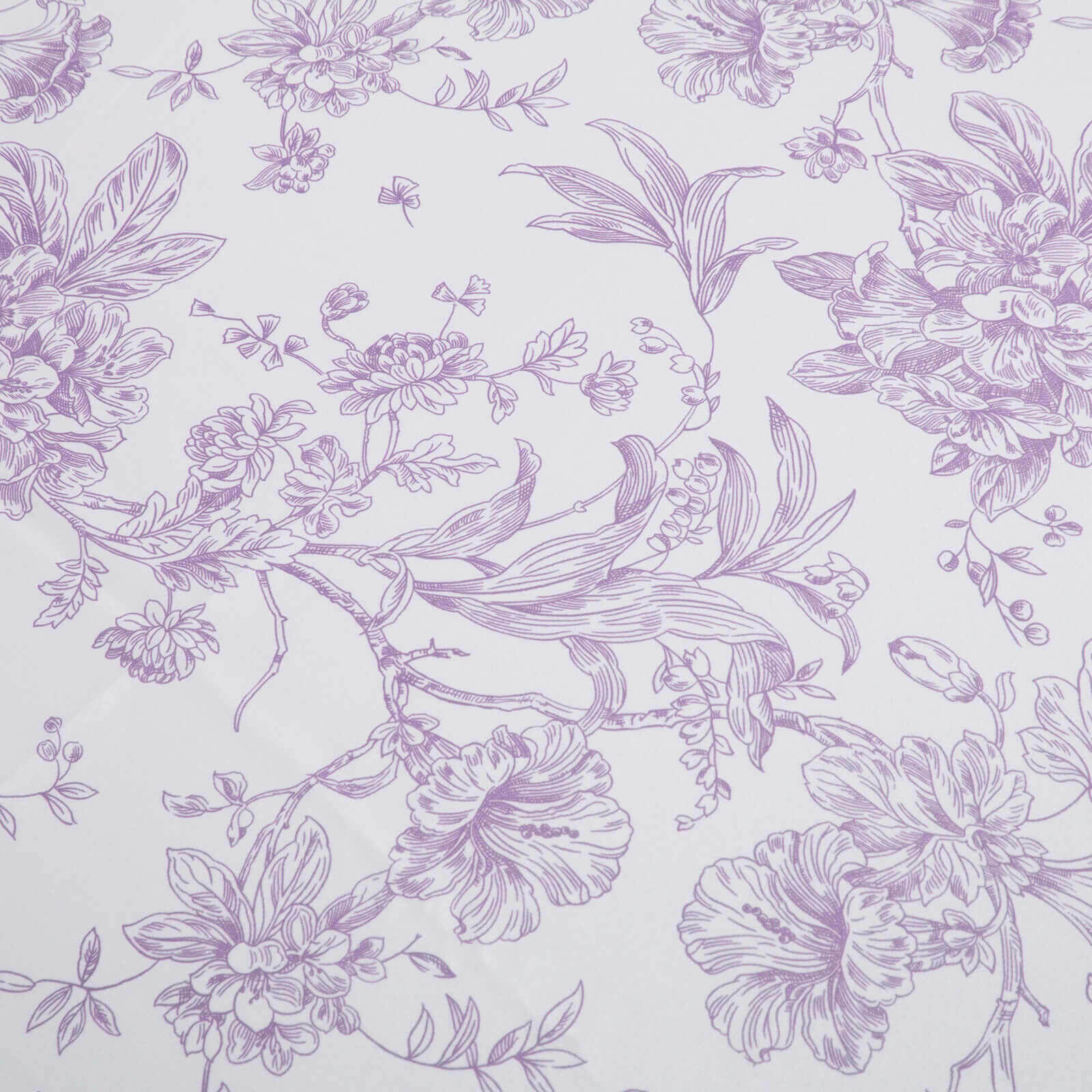 Polyester Rectangular Tablecloth 90"x132" White with Lavender Lilac French Toile Pattern - Sophisticated Seamless Table Cover for Chic Weddings & Events - Image 6