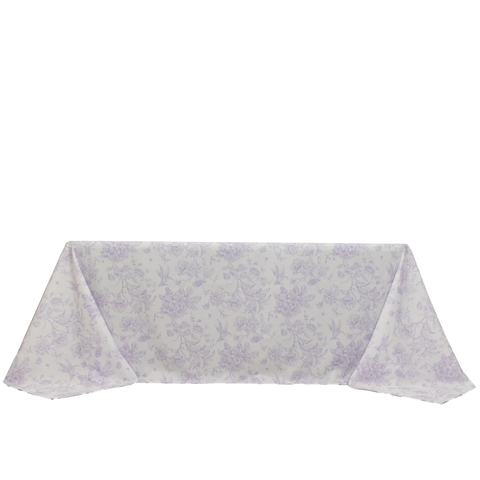 Polyester Rectangular Tablecloth 90"x132" White with Lavender Lilac French Toile Pattern - Sophisticated Seamless Table Cover for Chic Weddings & Events - Image 7