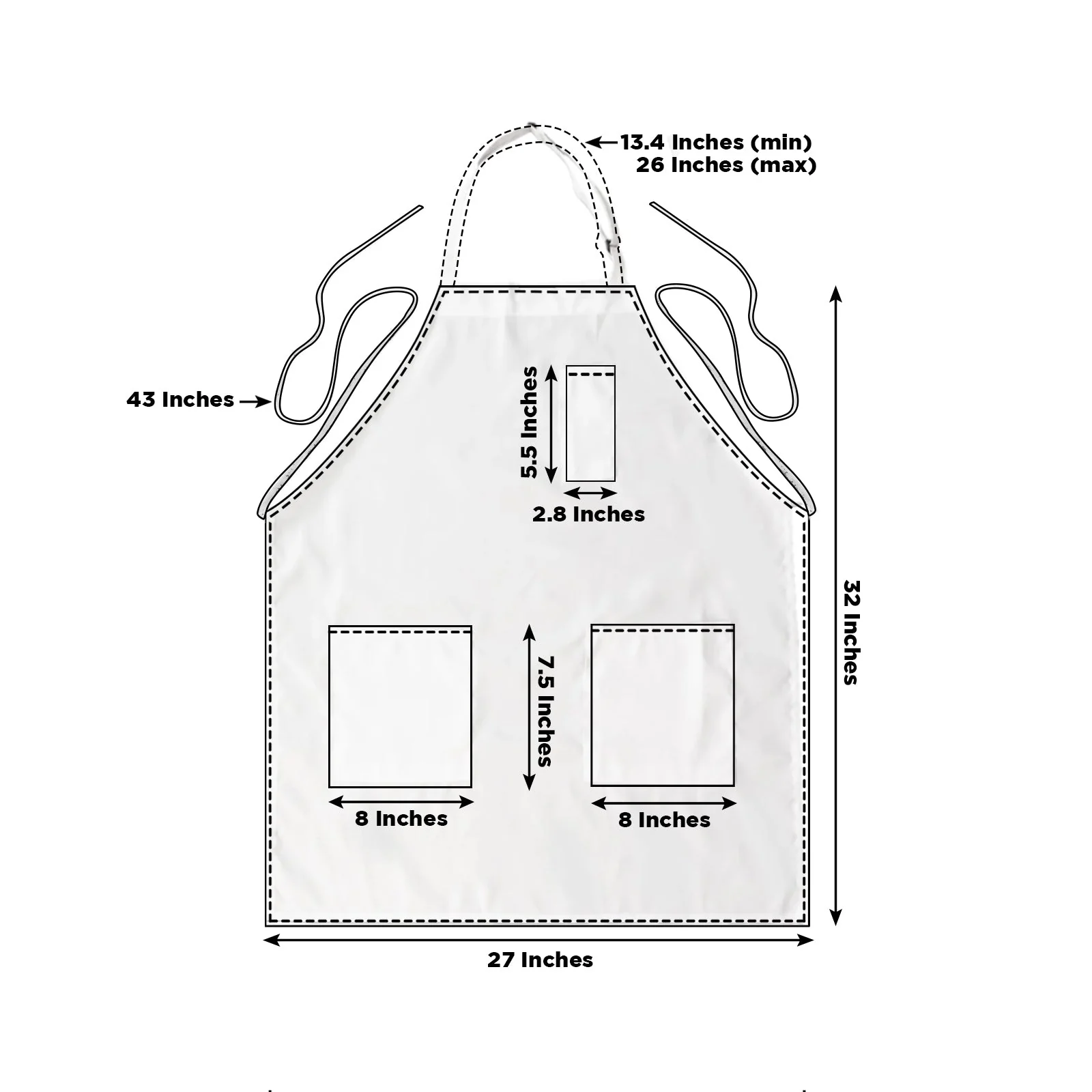 White Premium Polyester Kitchen Chef Apron with Adjustable Neck and Long Ties, Waterdrop Resistant 2 Pockets Unisex Cooking Bib Apron - Image 3