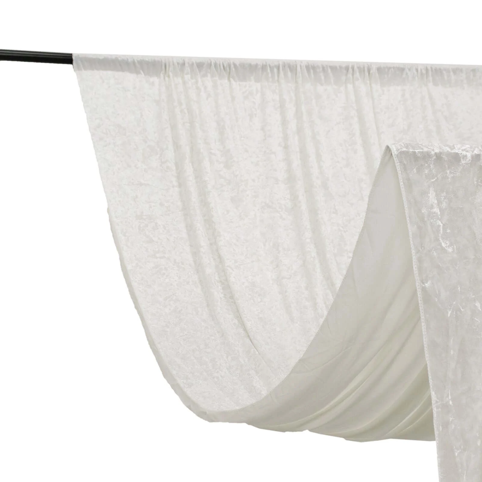Crushed Velvet Backdrop Curtain – White 5ft x 12ft Event Drape with Rod Pocket, Privacy Panel for Photo Booths & Events - Image 3