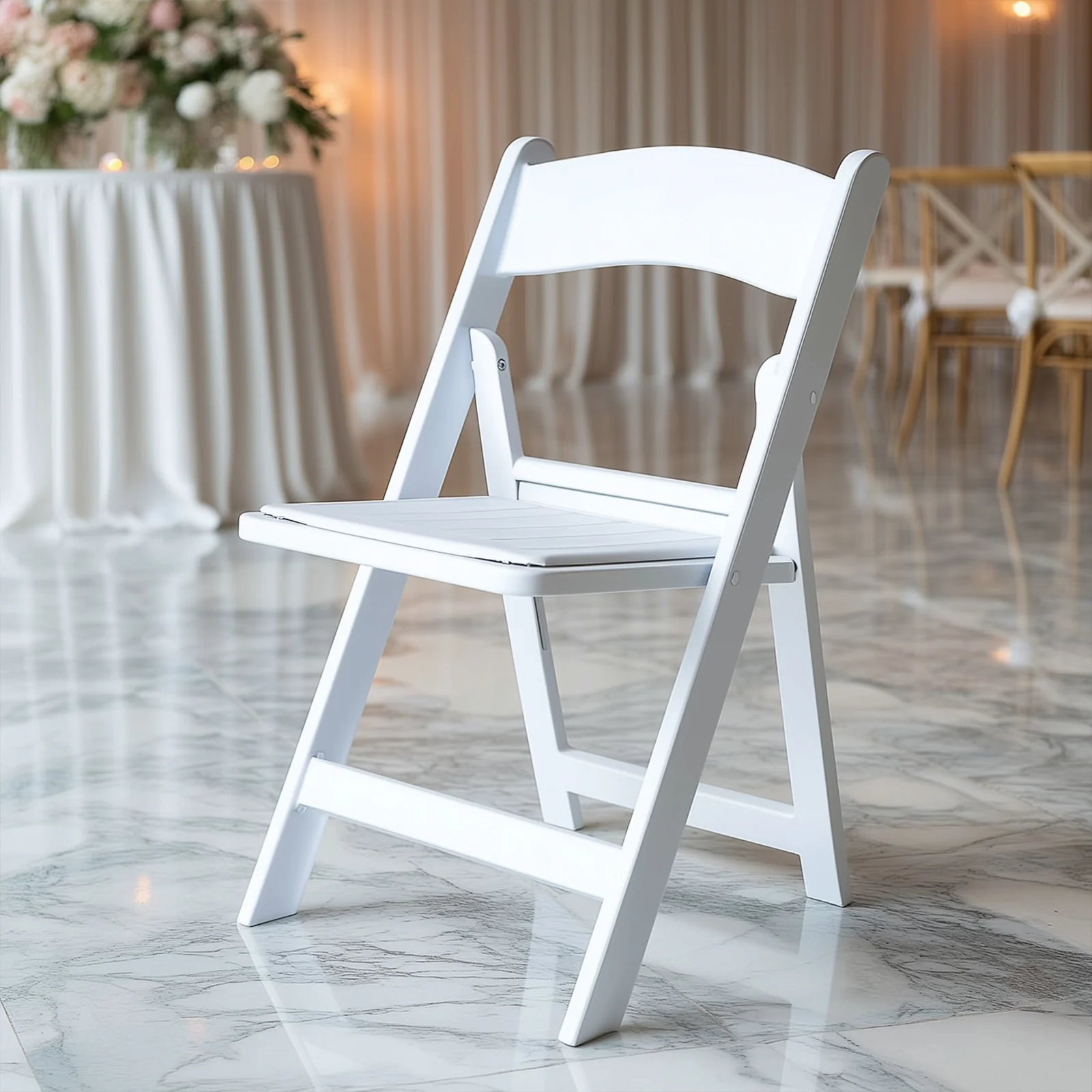 8-Pack Resin Folding Chairs White with Vinyl Padded Seat – Durable Design for Weddings & Indoor/Outdoor Events - Image 2