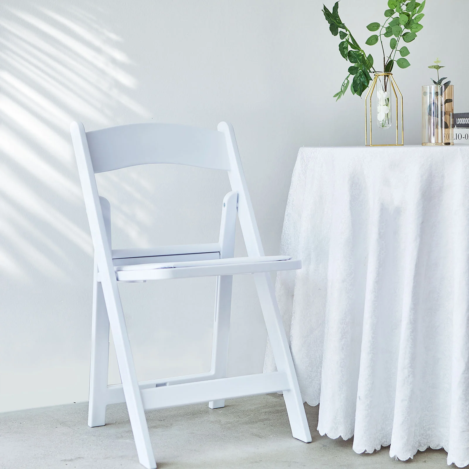 8-Pack Resin Folding Chairs White with Vinyl Padded Seat – Durable Design for Weddings & Indoor/Outdoor Events - Image 6