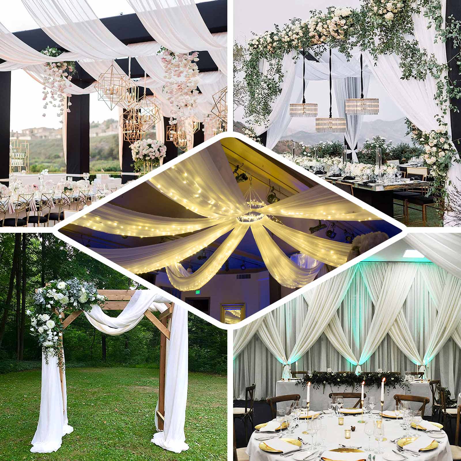 White Scuba Polyester Ceiling/Curtain Draping Fabric, Commercial Grade Fire Retardant Wrinkle Free Backdrop Panel With Rod Pocket - 5ftx20ft - Image 5