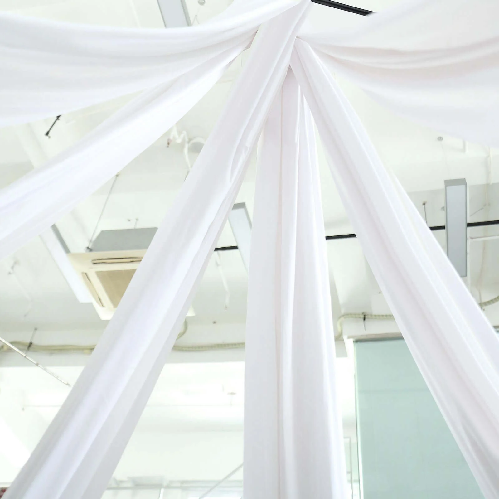 White Scuba Polyester Ceiling/Curtain Draping Fabric, Commercial Grade Fire Retardant Wrinkle Free Backdrop Panel With Rod Pocket - 5ftx30ft - Image 3