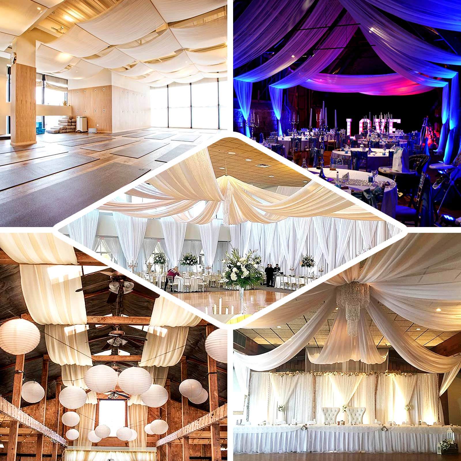 White Scuba Polyester Ceiling/Curtain Draping Fabric, Commercial Grade Fire Retardant Wrinkle Free Backdrop Panel With Rod Pocket - 5ftx40ft - Image 4