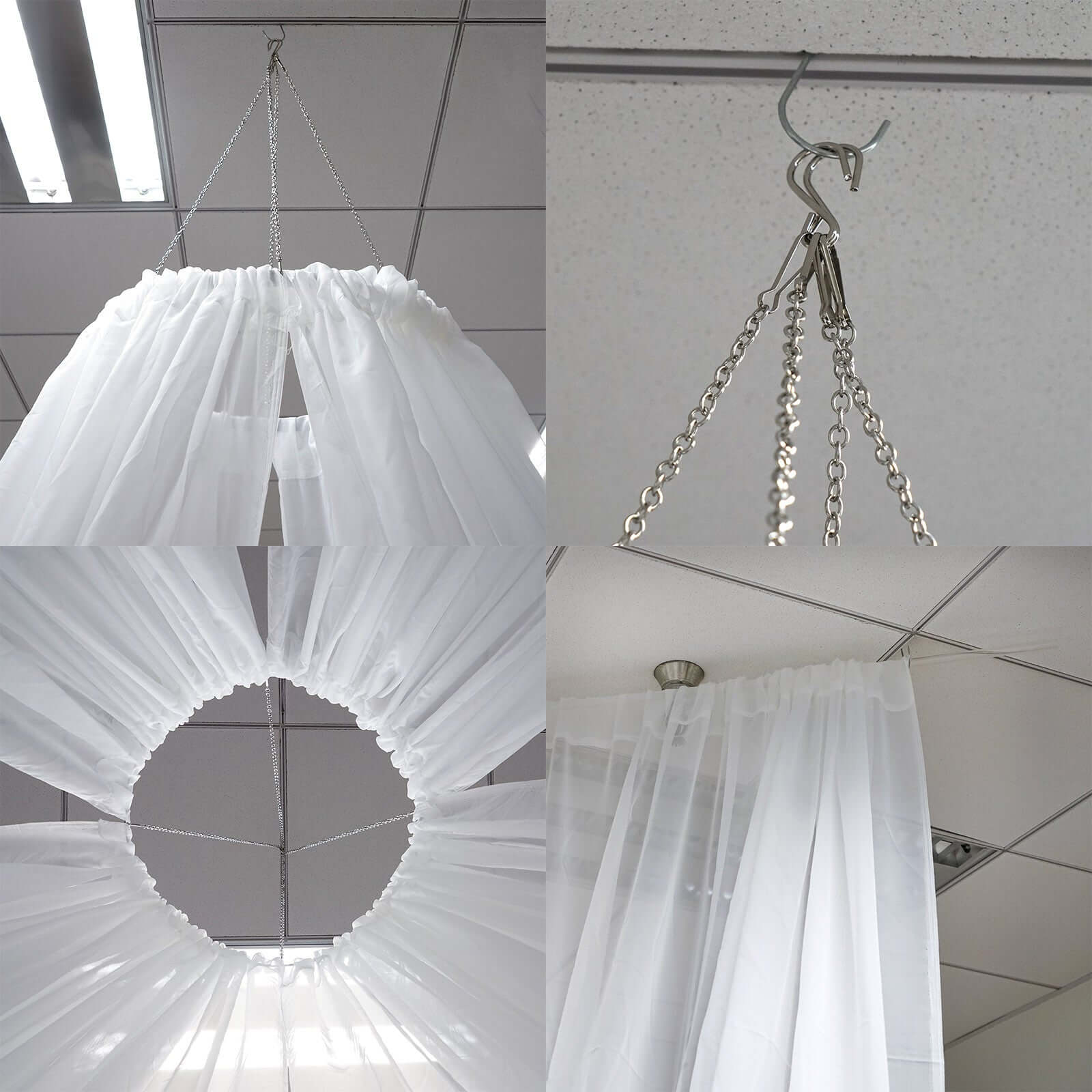 White Sheer Ceiling/Curtain Draping Panels Durable Flame Resistant Fabric 10ftx30ft - Image 3