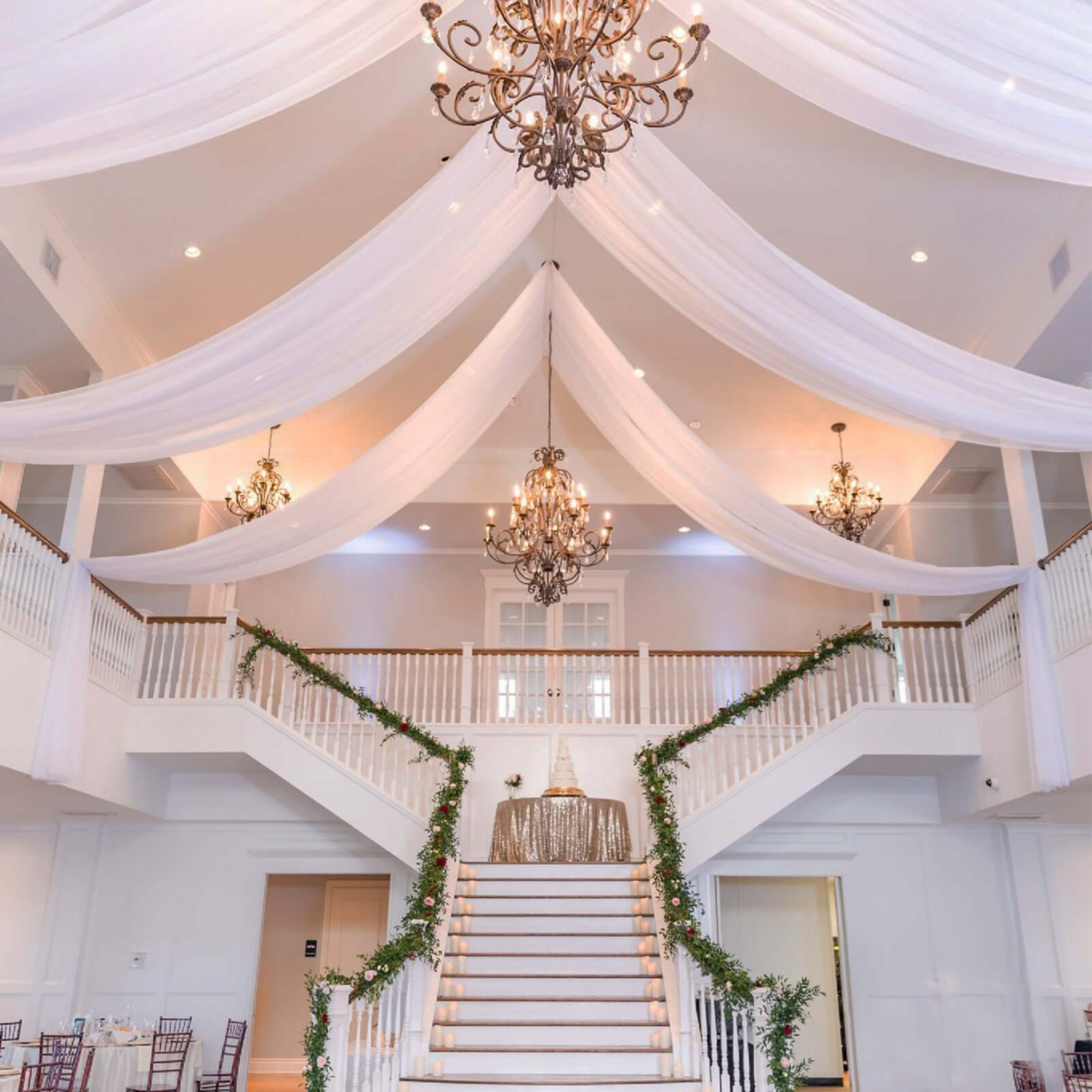 White Sheer Ceiling/Curtain Draping Panels Durable Flame Resistant Fabric 10ftx40ft - Image 2