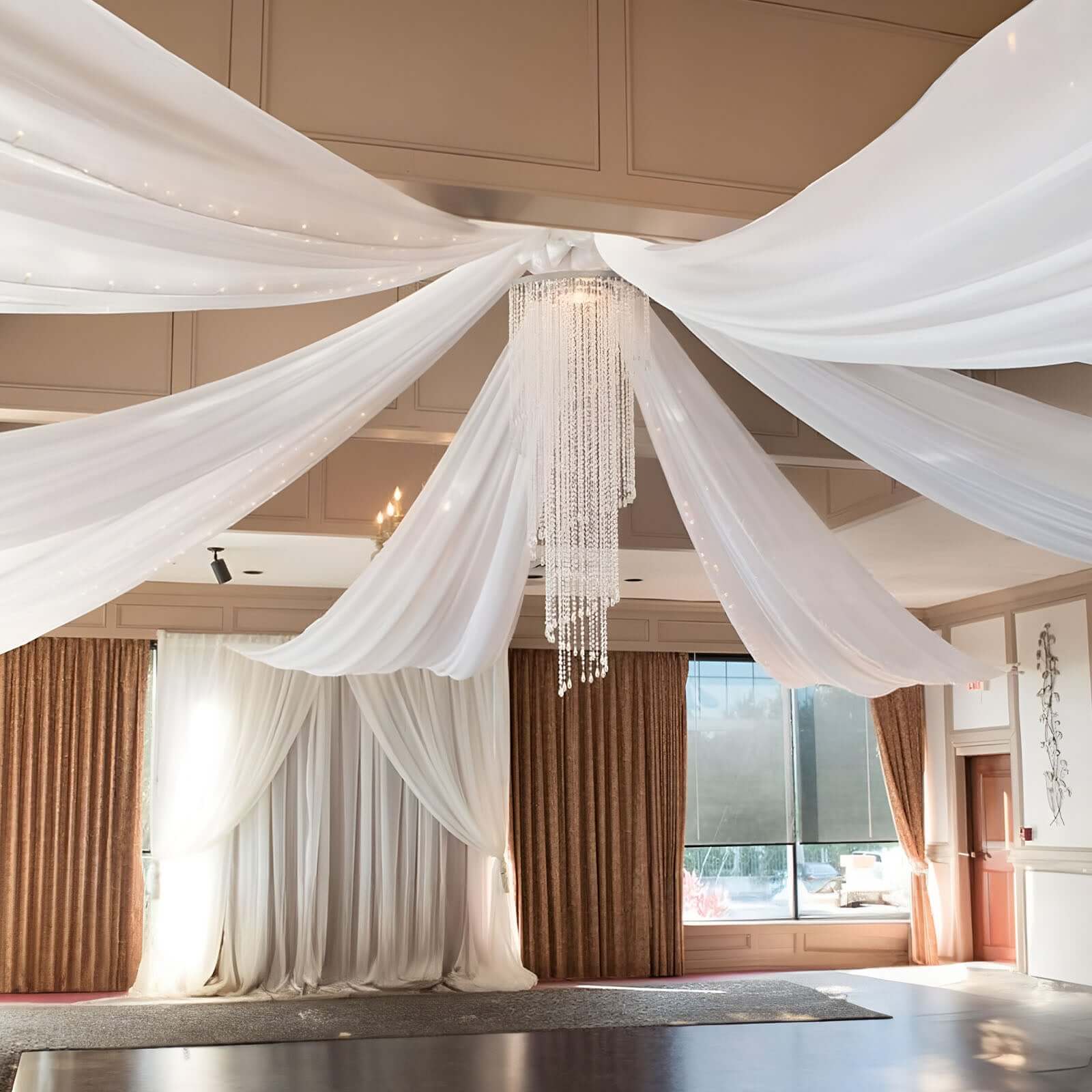 White Sheer Ceiling/Curtain Draping Panels Durable Flame Resistant Fabric 10ftx40ft - Image 3