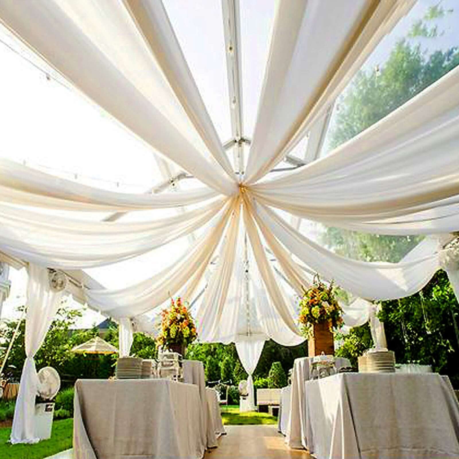 White Sheer Ceiling/Curtain Draping Panels Durable Flame Resistant Fabric 10ftx40ft - Image 5