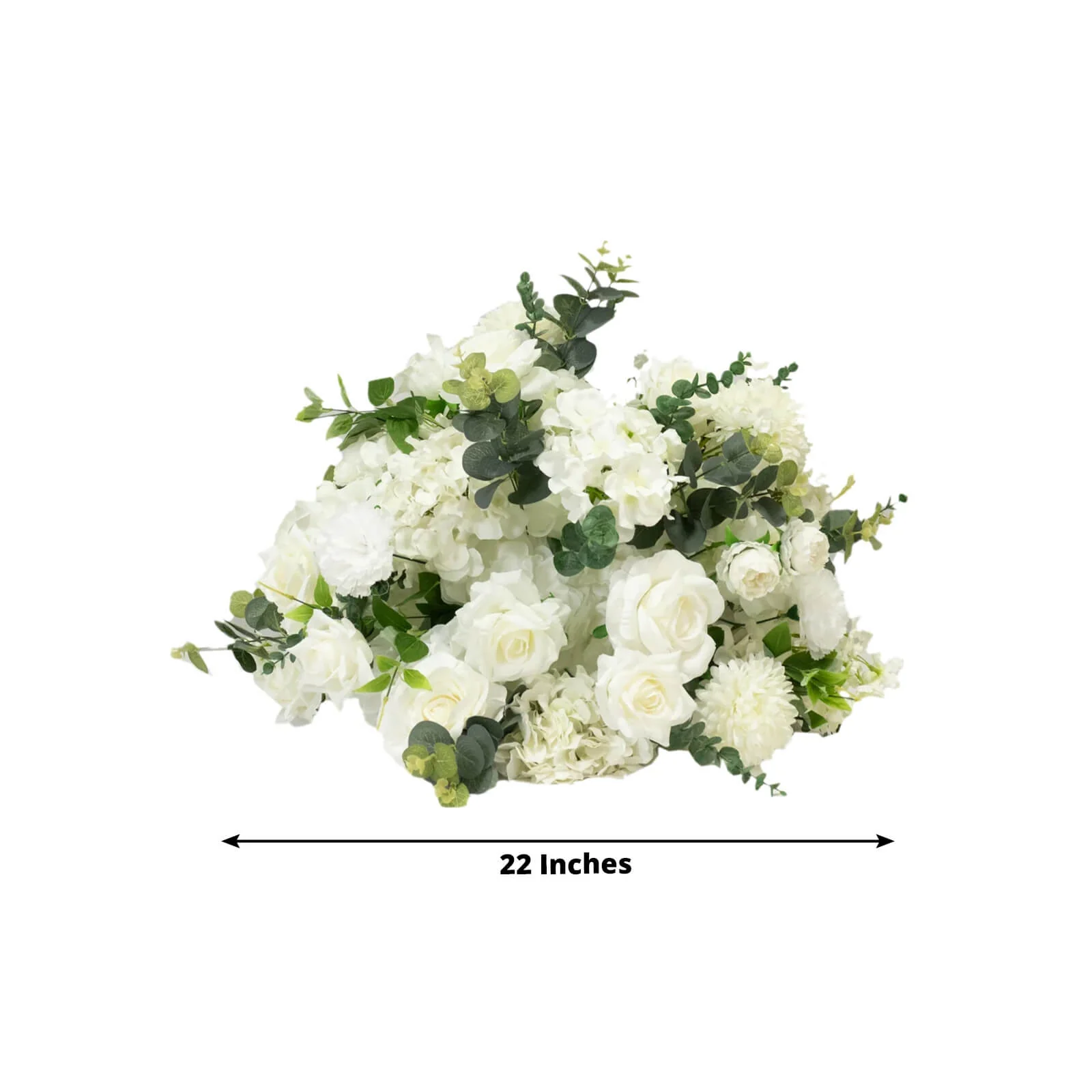 Pre-Arranged Silk Floral Centerpiece in White, 22" Artificial Rose, Hydrangea & Chrysanthemum Flower Ball Bouquet for Event, Wedding - Image 2