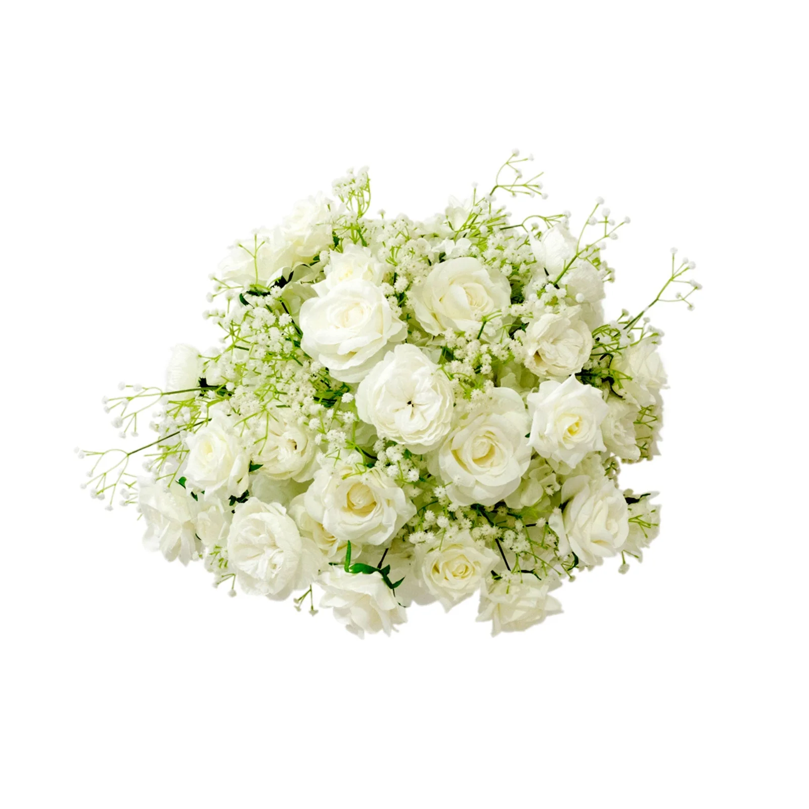 Pre-Arranged Silk Floral Centerpiece in White, 22" Artificial Rose Flower Ball Bouquet for Event, Wedding - Image 2