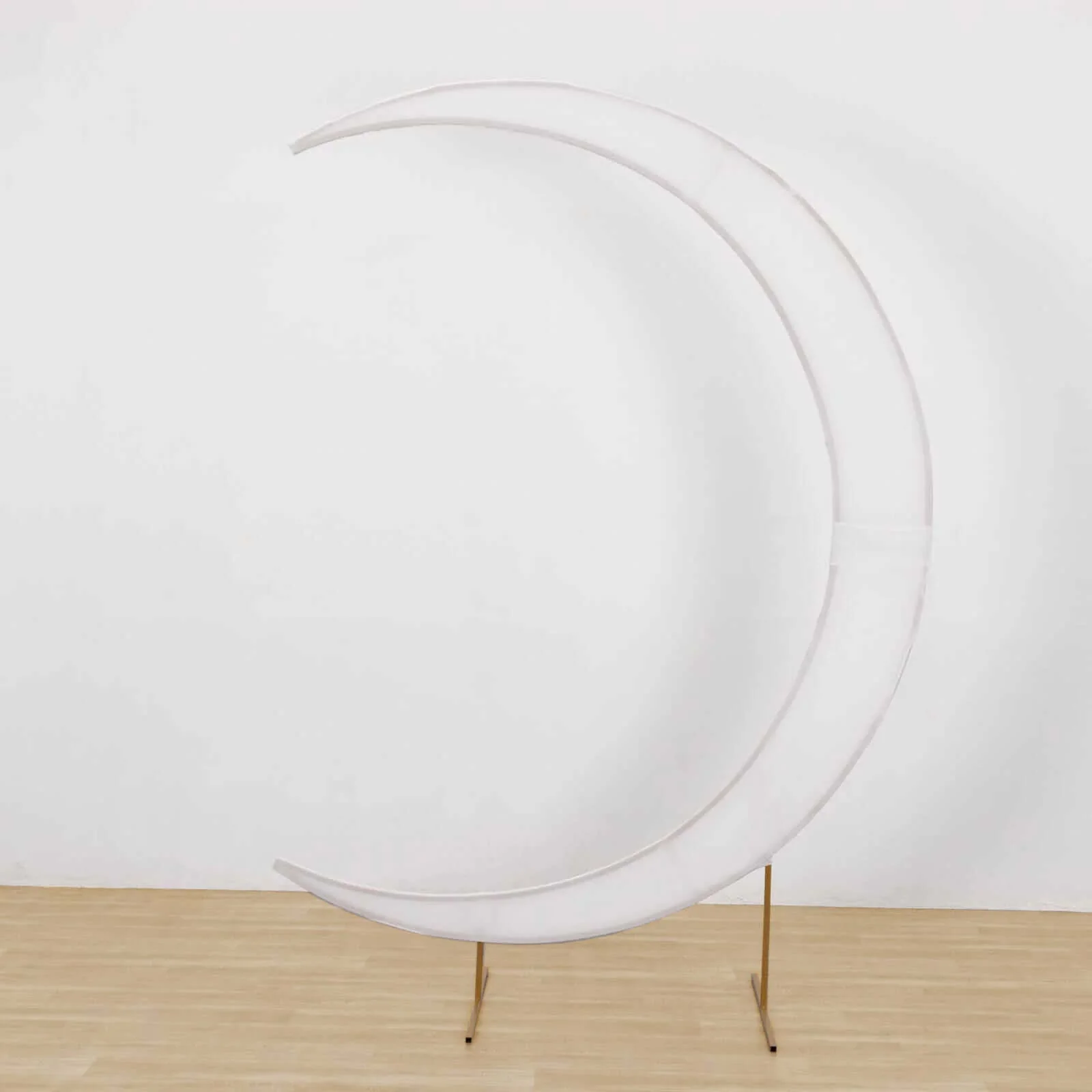White Spandex Crescent Moon Chiara Backdrop Stand Cover, Custom Fitted Wedding Arch Cover - 7.5ft - Image 2