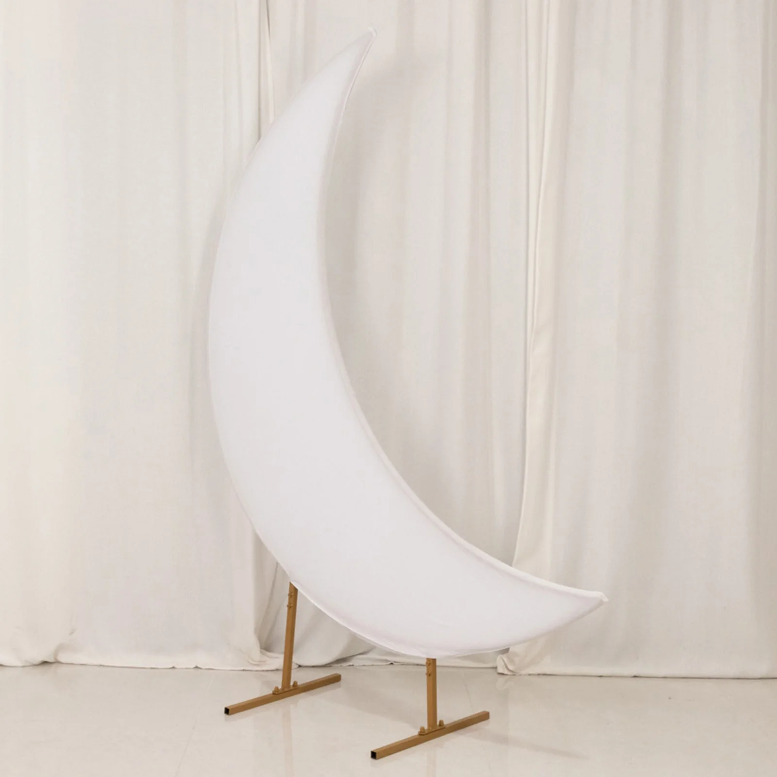 White Spandex Crescent Moon Wedding Arch Cover, Custom Stretch Fitted Chiara Backdrop Stand Cover - 6.5ft - Image 2