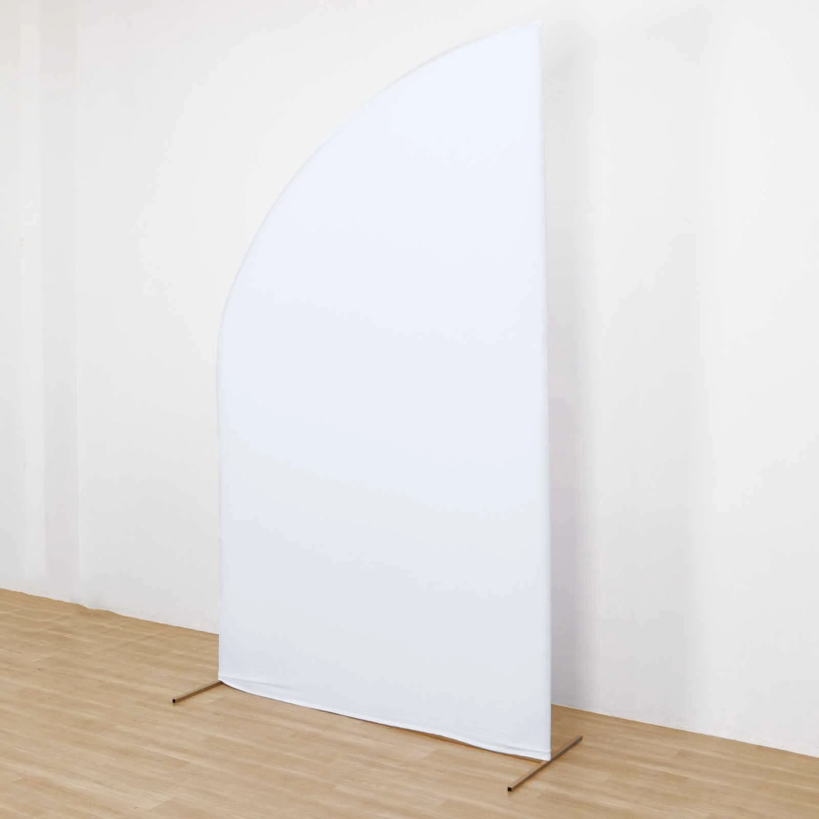 White Spandex Fitted Chiara Backdrop Stand Cover For Half Moon Top Wedding Arch - 8ft - Image 8
