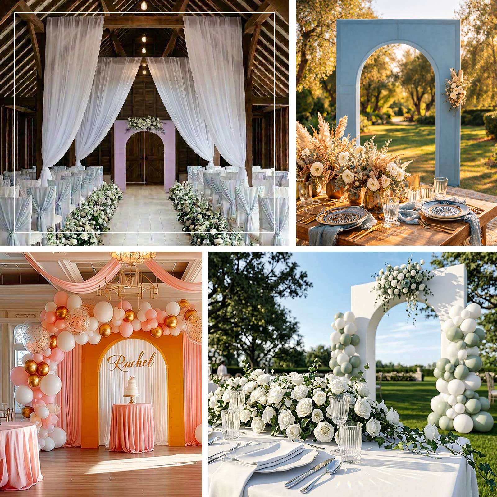 White Spandex Wedding Arch Cover for Arc de Triomphe Stand, Stretch Fitted Floral Balloon Frame Backdrop Stand Cover - 8ft - Image 4