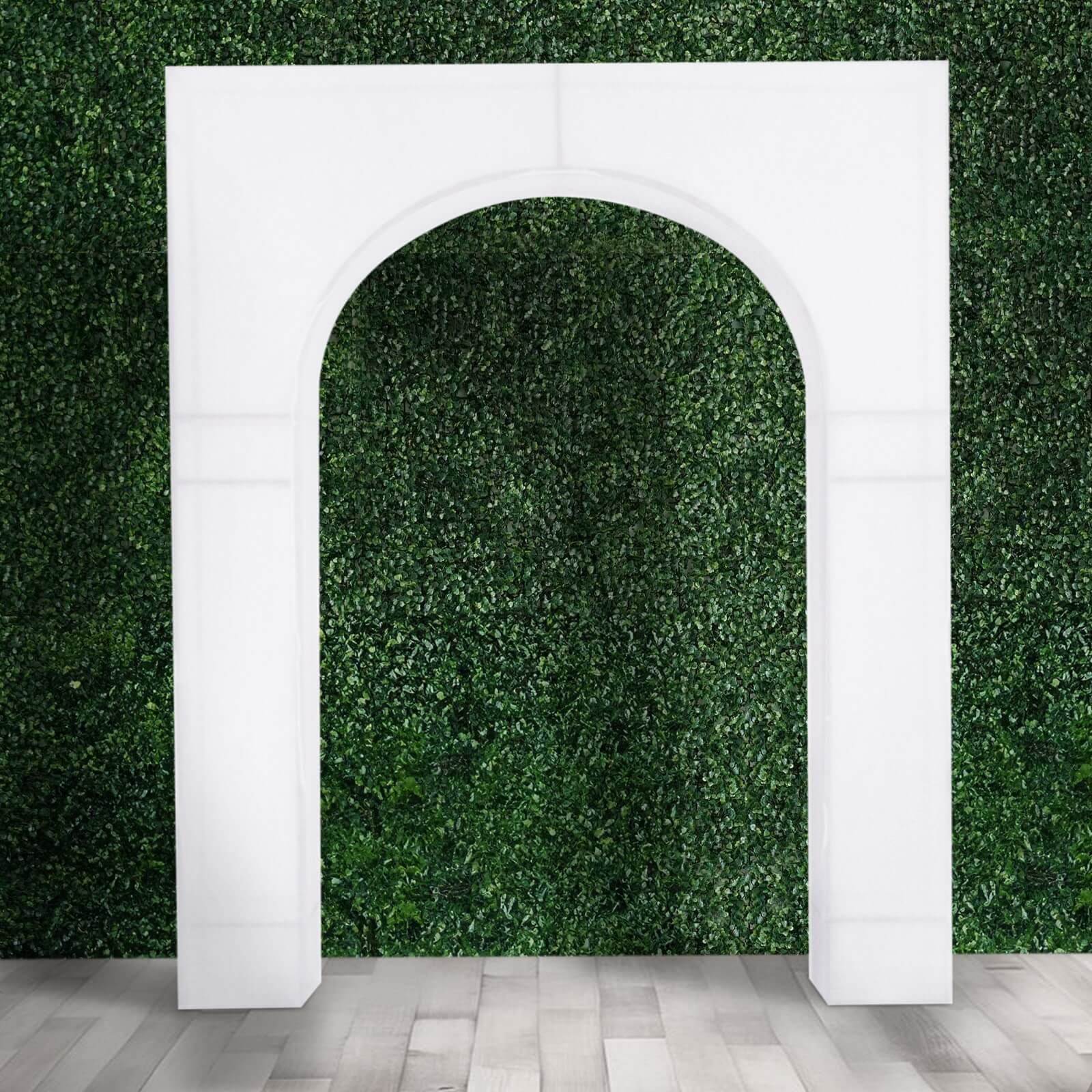 White Spandex Wedding Arch Cover for Arc de Triomphe Stand, Stretch Fitted Floral Balloon Frame Backdrop Stand Cover - 8ft - Image 9