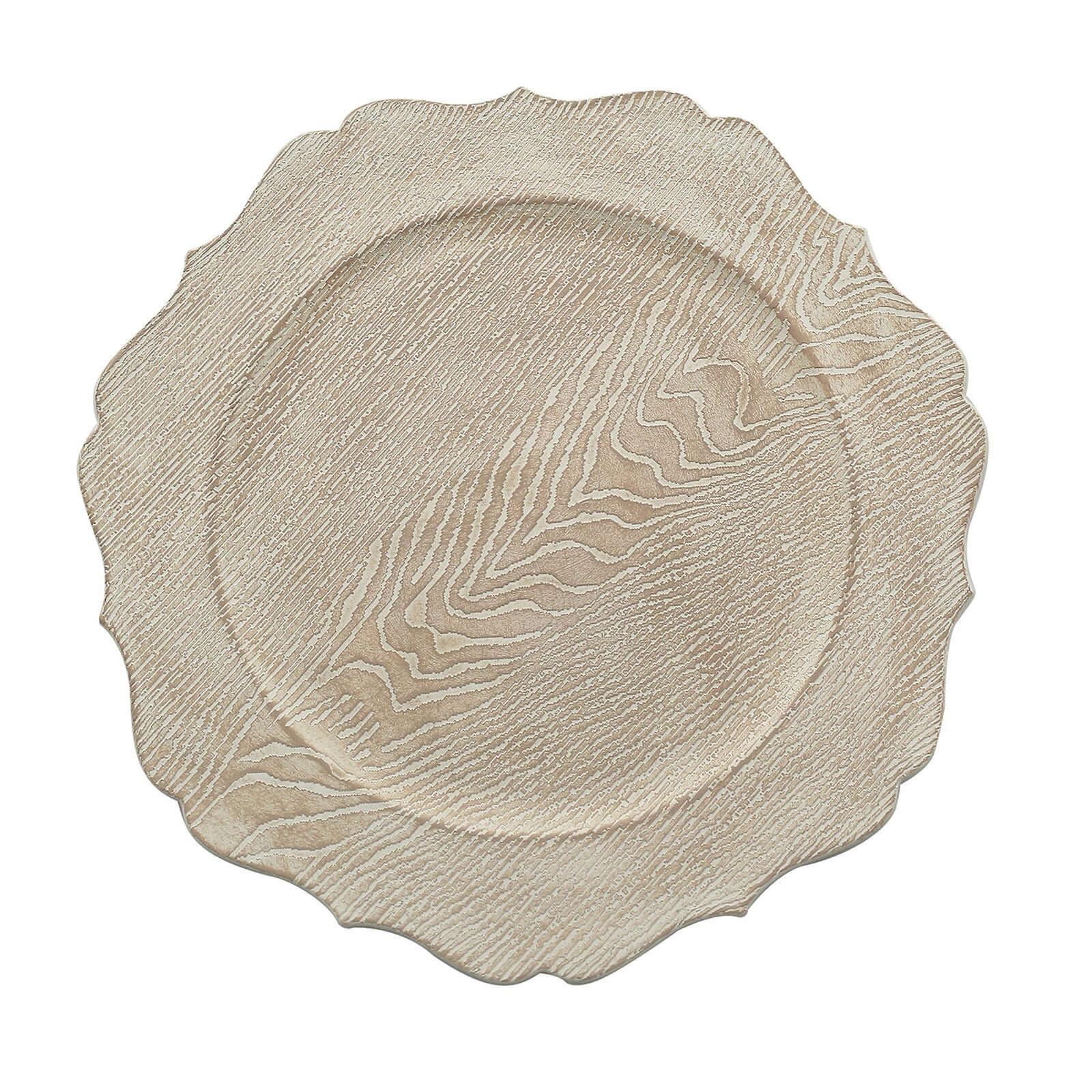 6-Pack Acrylic Charger Plates 13" Round Rustic White with Wood Grain Scalloped Rim - Decorative Dinner Party Charger Tableware - Image 7