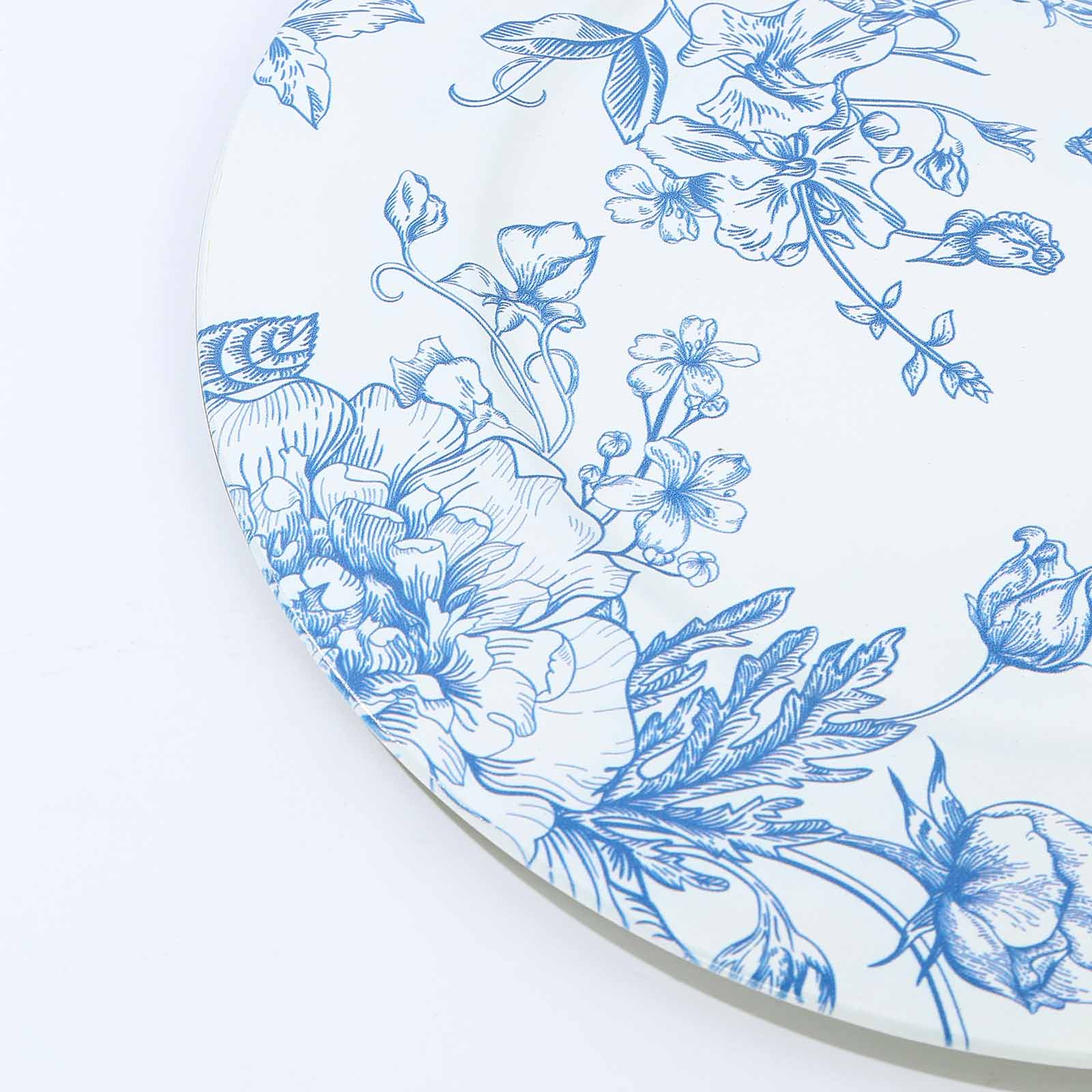 6-Pack Acrylic Charger Plates 13" Round White with Light Blue Floral French Toile Pattern - Decorative Dinner Party Charger Tableware - Image 8