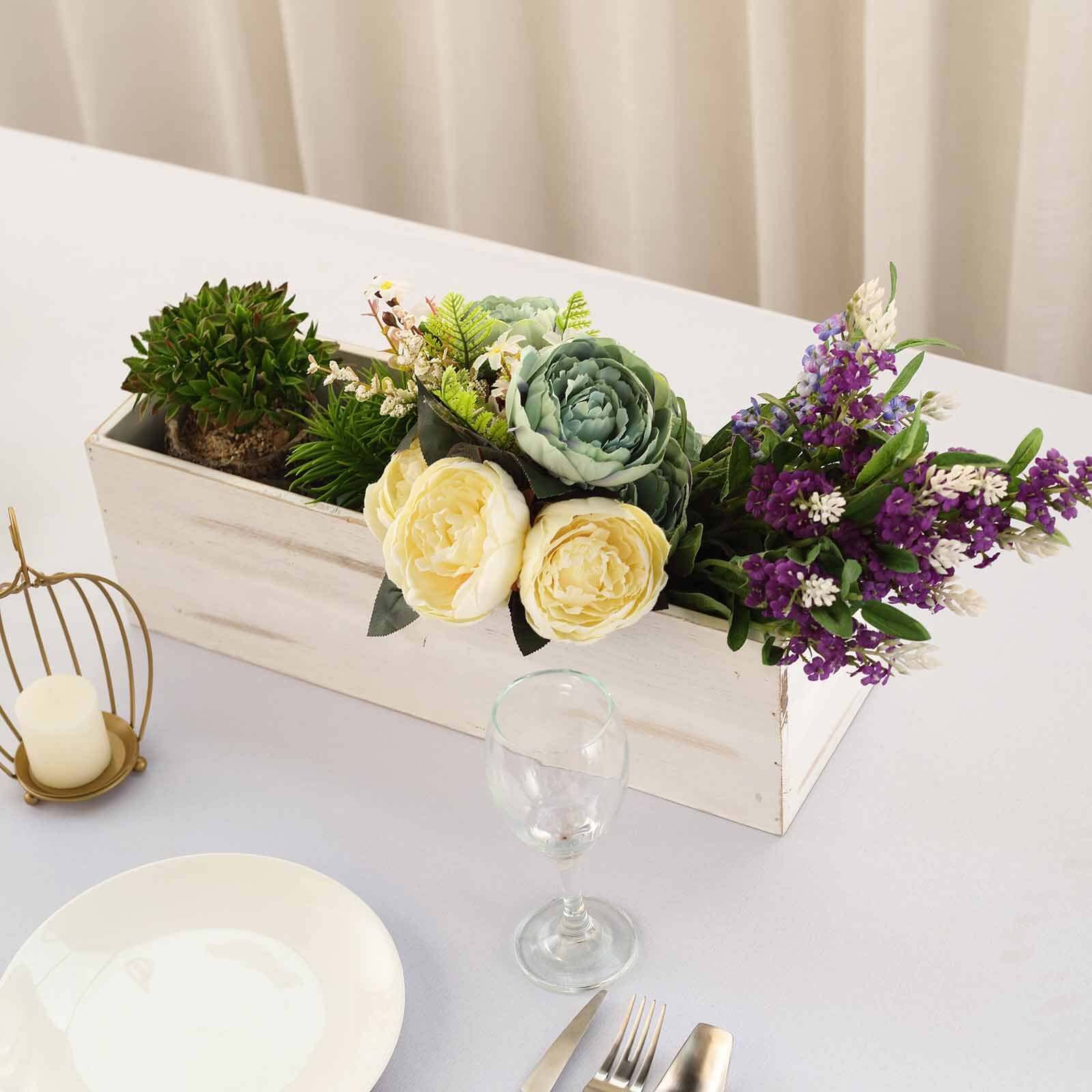 Whitewash Wood Planter Box Rectangular 18"x6" with Plastic Liner - Stylish Long Accent for Displays - Image 2