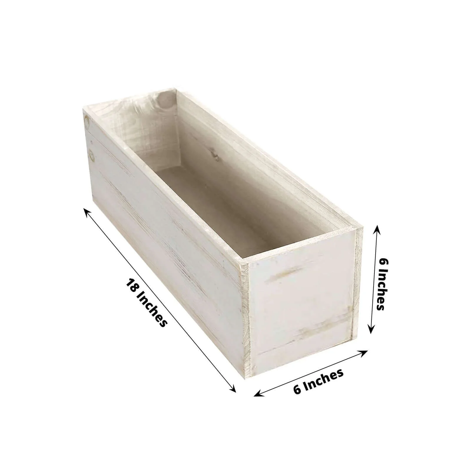 Whitewash Wood Planter Box Rectangular 18"x6" with Plastic Liner - Stylish Long Accent for Displays - Image 3