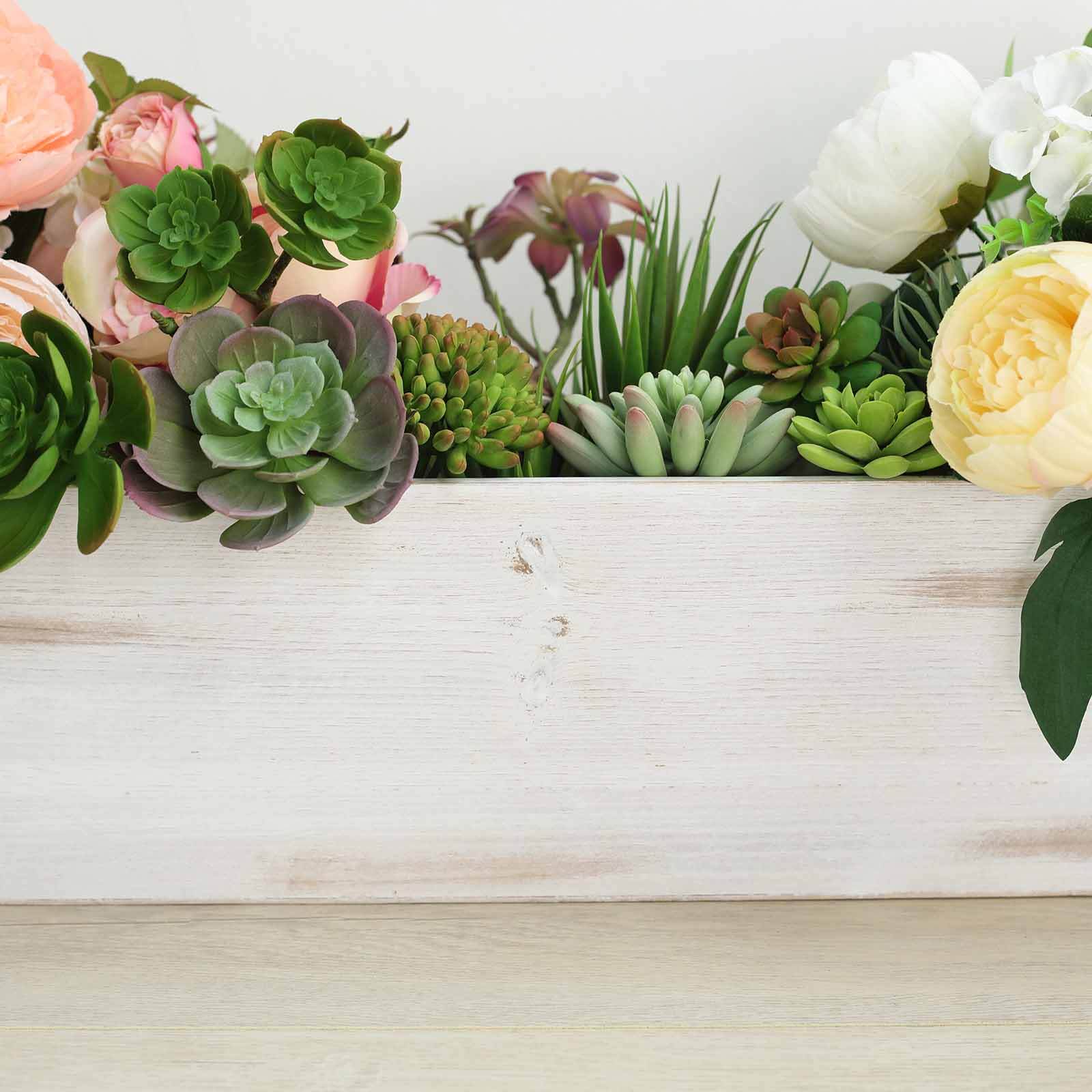 Whitewash Wood Planter Box Rectangular 24"x6" with Plastic Liner - Stylish Long Accent for Displays - Image 7