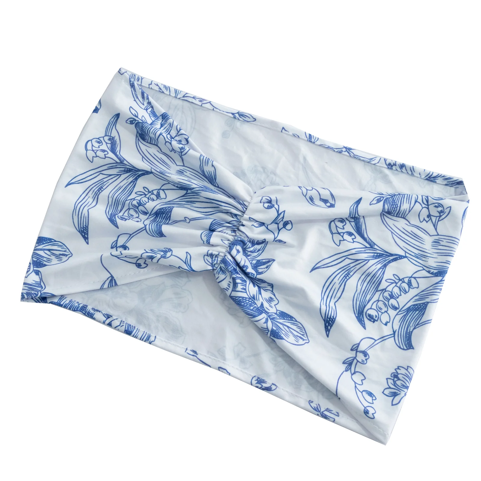 5 Pack French Toile Spandex Chair Sashes White Blue – 8"x13" Ruffled Stretch Chair Bands for Weddings & Events - Image 5