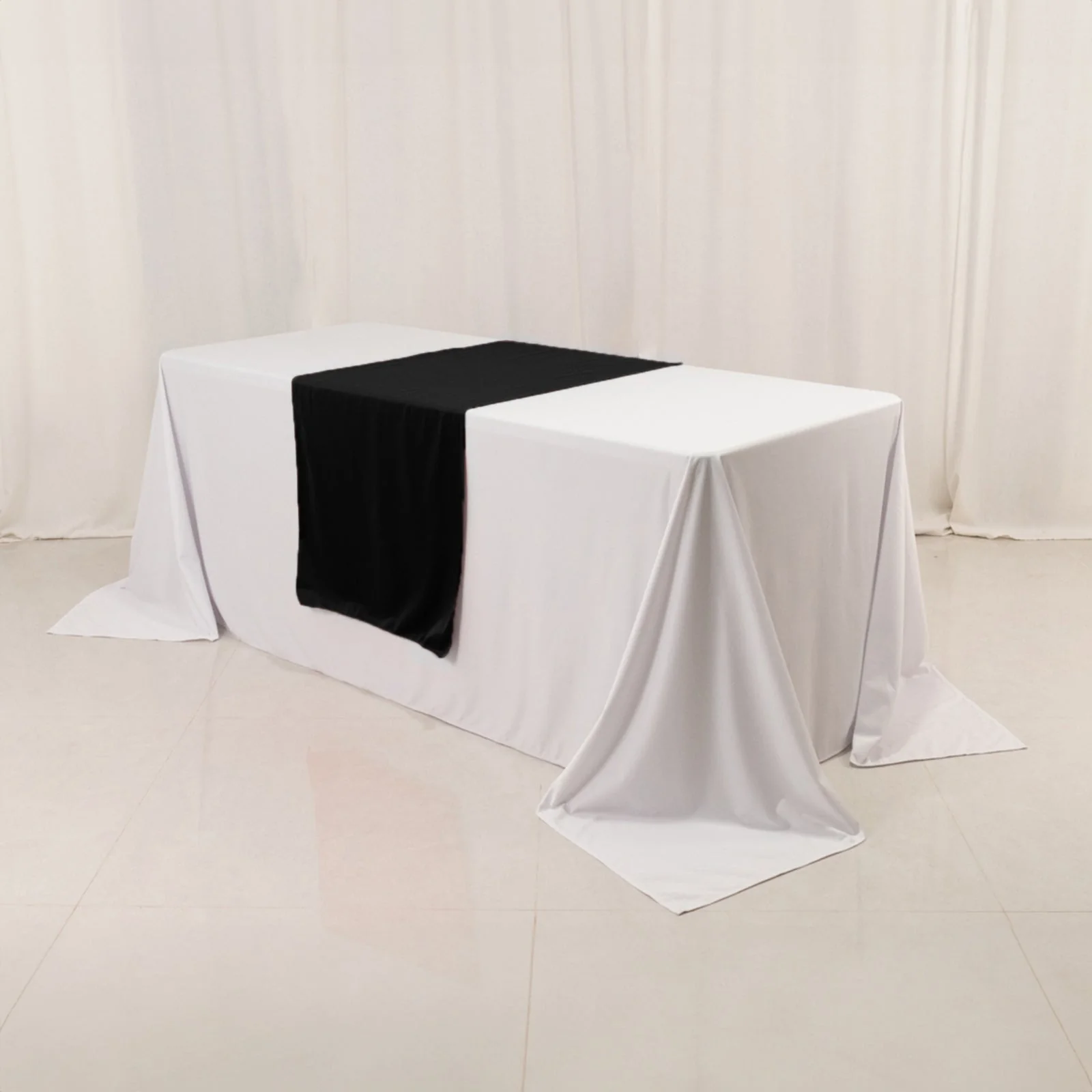Wide Polyester Table Runner 24"x72" Black - Durable Trade Show and Exhibitions Table Decor - Image 2