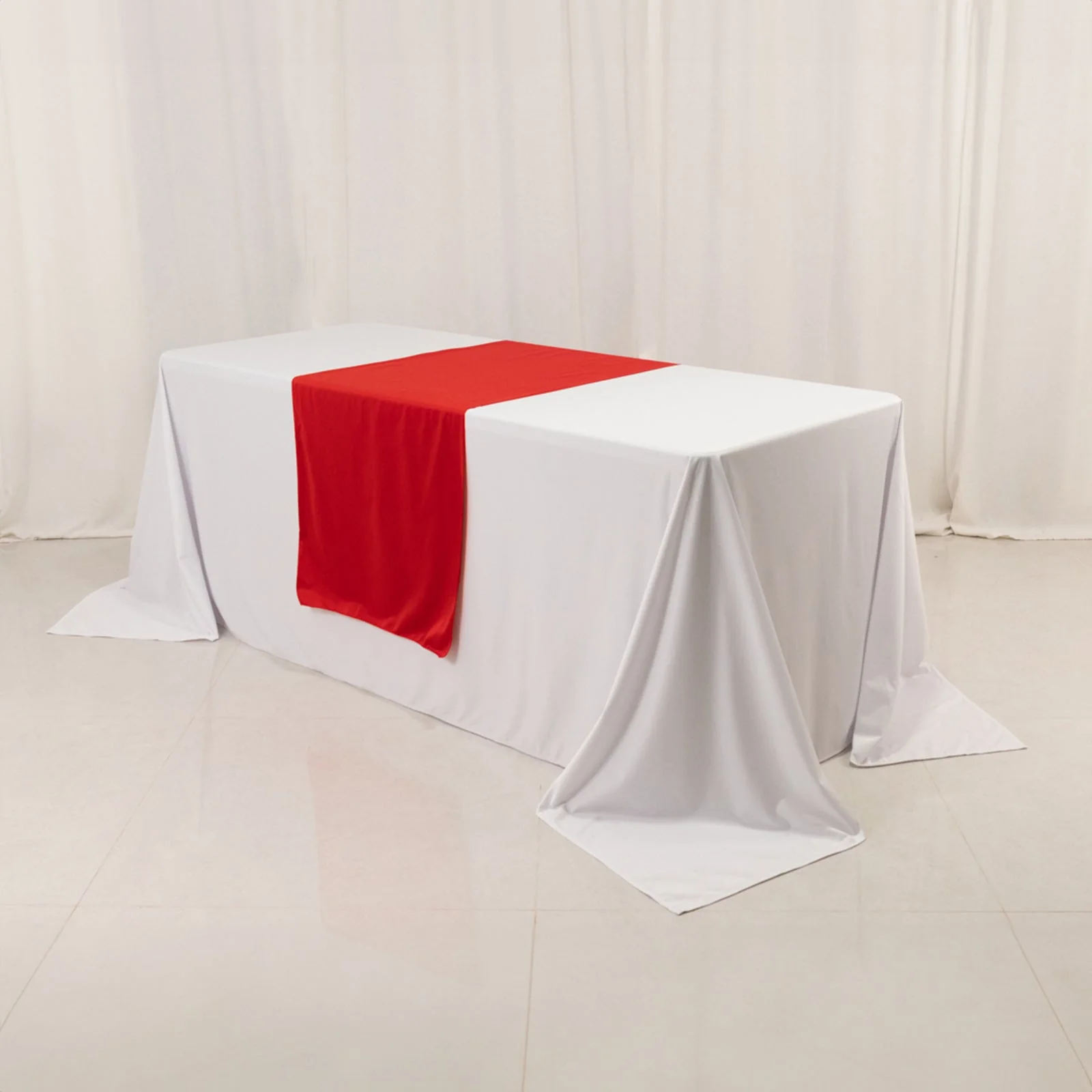 Wide Polyester Table Runner 24"x72" Red - Durable Trade Show and Exhibitions Table Decor - Image 2