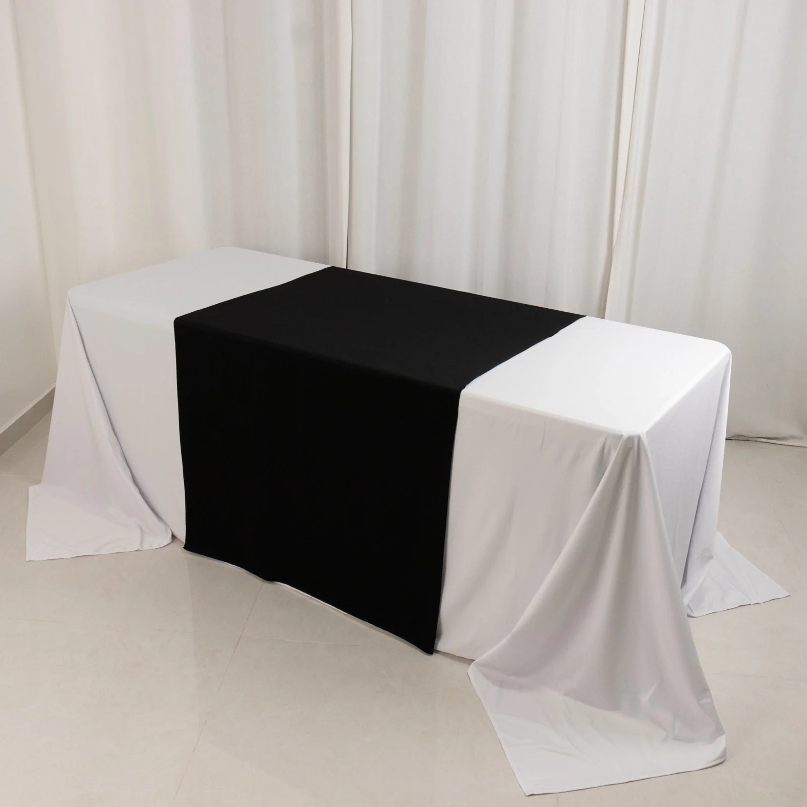 Wide Polyester Table Runner 36"x72" Black - Durable Trade Show and Exhibitions Table Decor