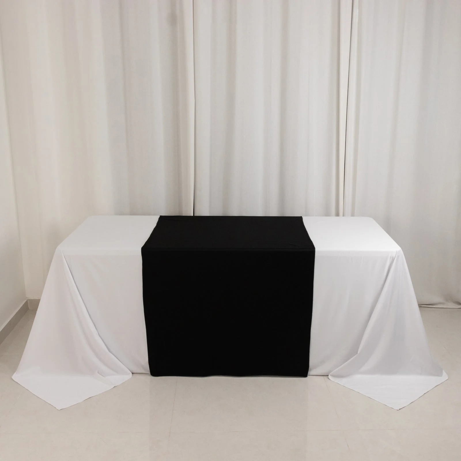Wide Polyester Table Runner 36"x72" Black - Durable Trade Show and Exhibitions Table Decor - Image 6