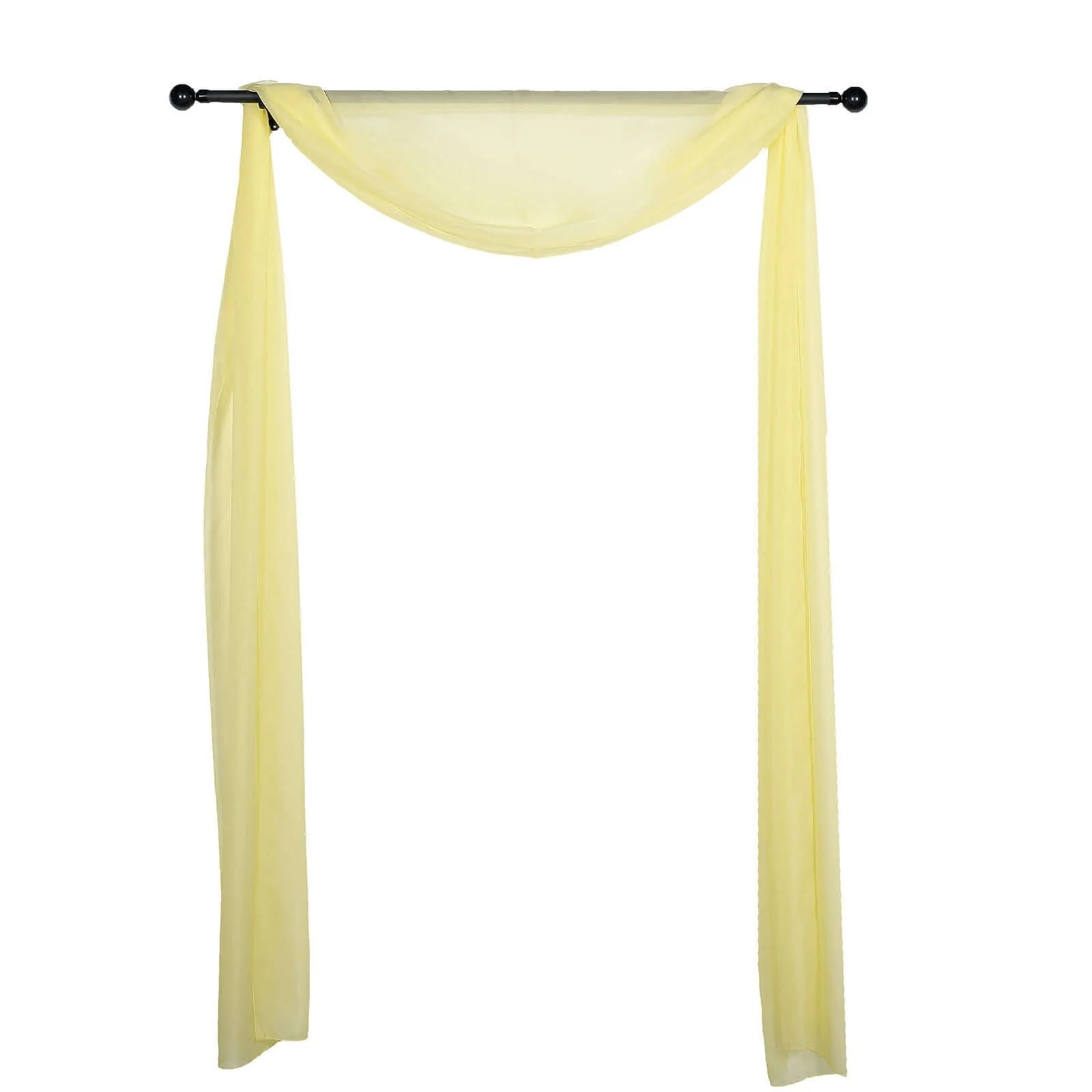Yellow Sheer Organza Wedding Arch Draping Fabric, Long Curtain Backdrop Window Scarf Valance 18ft - Image 5